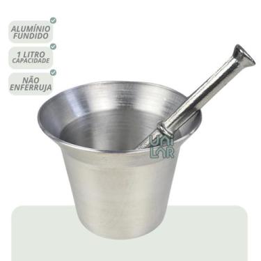 Imagem de Almofariz de Alumínio Fundido grande 1 litro + Socador  Pilão Resisten