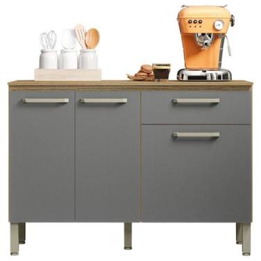 Imagem de Balcao Com Tampo 3P 1G 120 cm Versalhes Freijo Gris KTP - Kits Paraná,