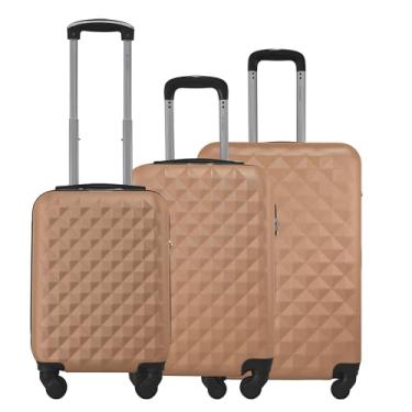 Imagem de Kit 3 Malas Rígidas de ABS 360° 8kg 10kg e 23kg com Cadeado Gladiador Diamond D1C3M (Rosé Gold)