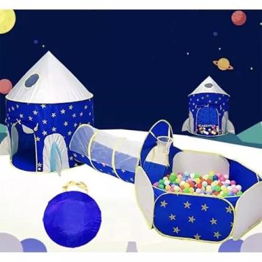 Imagem de Barraca Astronauta Foguete Toca Túnel c/Cesta Basquete - 3 em 1 Estrela Rosa, Menino em Cabana Infantil para Uso Interno e Ar Livre Proteção UV protegido do Sol