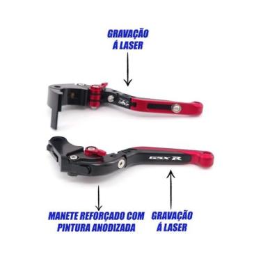 Imagem de Manete Esportivo Moto GSXR 750 GSXR 1000 LASER DUPLO - NoBrand, Preto 