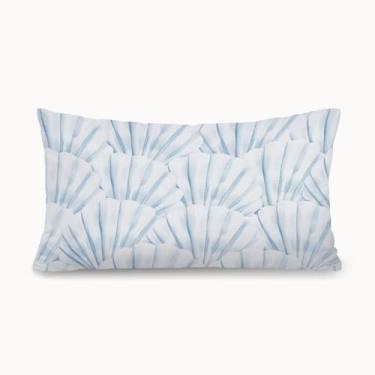 Imagem de XYDEG Capa de almofada para decoração de quarto de praia costeira 30 x 50 cm, concha azul, oceano, litoral, praia, decorativa, para quarto, sala de estar, sofá, sofá