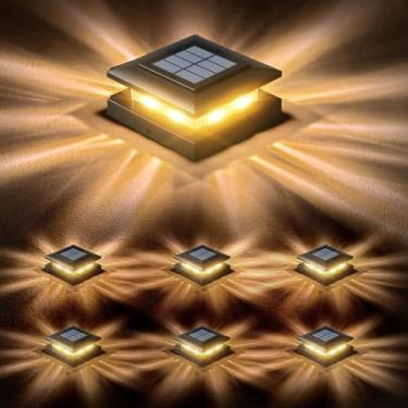 Imagem de Luzes solares de poste 4x4 ao ar livre: pacote com 6 2 modos de iluminação, luzes solares de poste de cerca à prova d'água, luzes solares de poste de deck alimentadas por energia solar para poste de