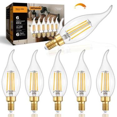 Imagem de Lâmpadas LED de candelabro IINVGOOD reguláveis 6W 2700K E12, pacote co