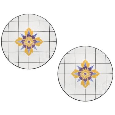 Imagem de Kit 2 Pratos Rasos 28Cm Porcelana Coup Grid Oxford