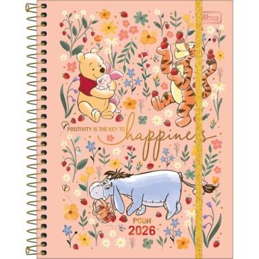 Imagem de Tilibra - Planner Espiral 17,7 x 24 cm Pooh 2026 - Rosé - Happiness
