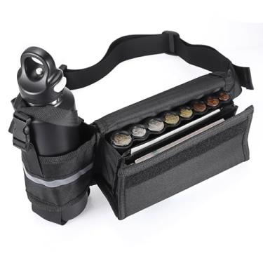 Imagem de BSTKEY Porta-moedas Euro com suporte para garrafa de água, pochete com porta-moedas, organizador de moedas, bolsa preta para guardar moedas com cinto para colecionador, troca de moedas, caminhada