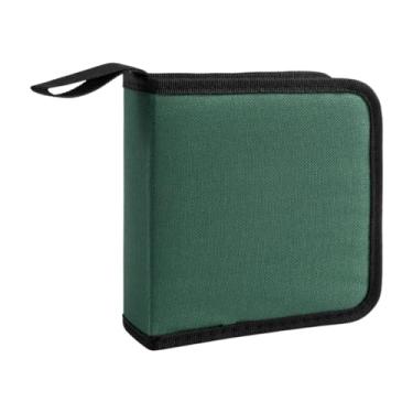 Imagem de Generic Estojo de transporte para cd e dvd, capa com suporte para disco de cd, pano oxford, compacto, grande capacidade, portátil, bolsa para cd, carteira, Verde
