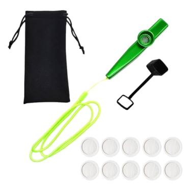 Imagem de Yunhgft Flauta Kazoo com Corda de Pescoço E Membranas, Bolsa de Armazenamento para Presentes de Concertos Infantis, Verde