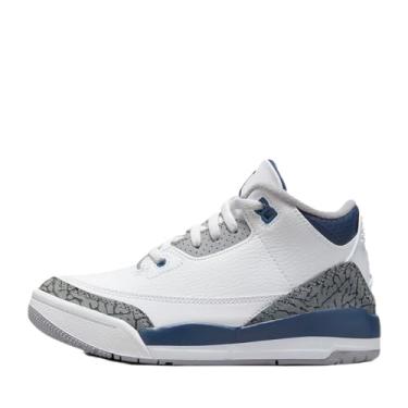 Imagem de Jordan 3 Retro "Branco/Azul Marinho da Meia-Noite" (DM0966 140) PS Pré-Escolar, Branco/Azul-marinho, 15
