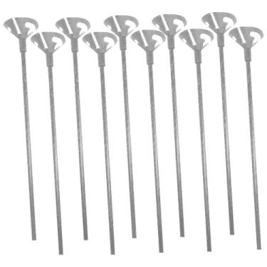 Imagem de Vareta com Suporte para Balões 30cm Prata - 10 Unidades - Bonus Inflad