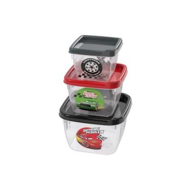 Imagem de Kit 3 Potes Conjunto Infantil Lanches Papinha Plasutil, Carros