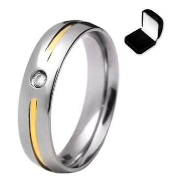 Imagem de Aliança Anel Feminino Luxo Fio Ouro 18k Cristal Cz Presente - Euro Imp