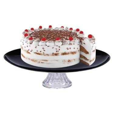 Imagem de Prato de Vidro Opaline Black com Pé G Para Bolos e Sobremesas - Ruvolo