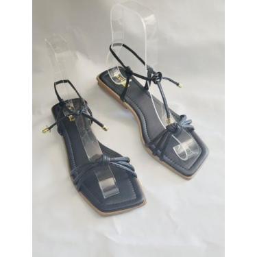 Imagem de Sandália Feminina rasteirinha de amarrar rasteira casual amarração - R