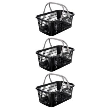 Imagem de Kit Conjunto Com 3 Cestos Com Alça Organizador Prático De 9 Litros Com