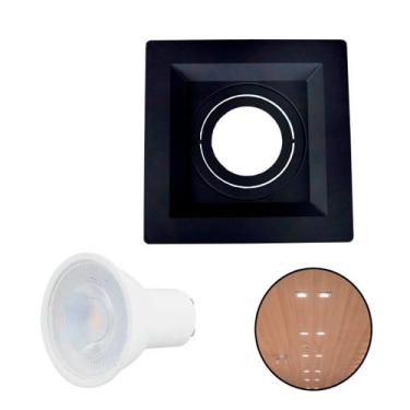 Imagem de Kit Spot Embutir Direcionável 12cm GU10 e Lâmpada MR16 - Megalux, Pret