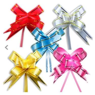 Imagem de Kit 100 Laço Para Presente Laço Mágico Pronto Fácil 17mm x 34cm Cores 