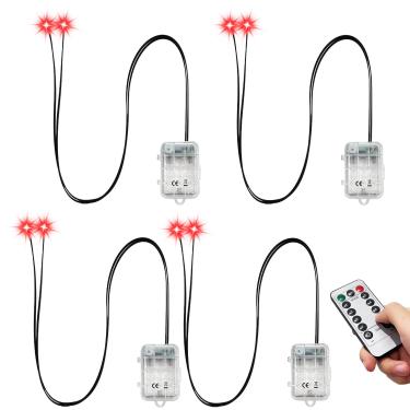 Imagem de Olhos de esqueleto de LED brilhantes de Halloween com controle remoto – 8 modos, temporizador e brilho regulável, iluminação DIY para máscaras, abóboras, lápides e adereços (vermelho, pacote com 4