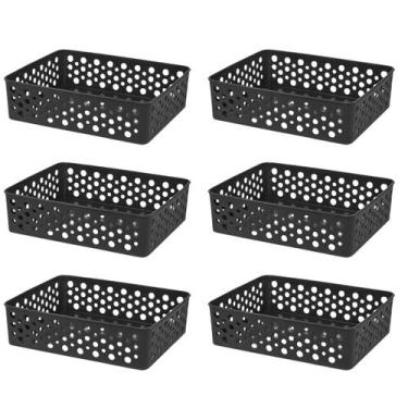 Imagem de Kit 6 Cestos Empilhável Organizadores Design Médio 24,2x19 Moderno Ver