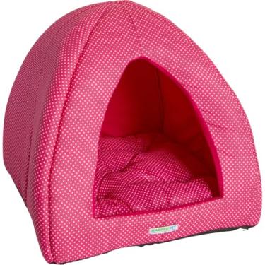 Imagem de Cama Caminha Toca Tipo Iglu Com Almofada Removível, Ideal Para Gatos E Cachorros Até 7Kg(RosaPoá)