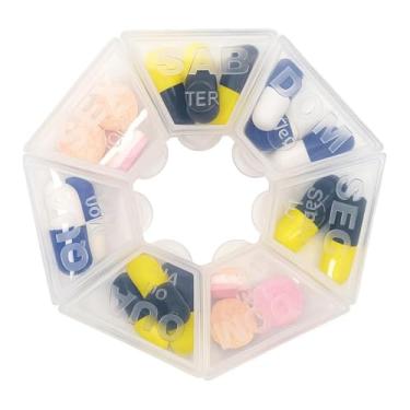 Imagem de Organizador de Comprimidos Semanal Transparente com 7 Compartimentos Porta Comprimidos e Vitaminas - Pillbox Porta Remédios Suplementos e Pílulas