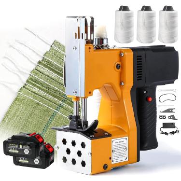Imagem de Máquina De Costura Elétrica Portátil, Saco Sem Fio 36v 2600mah Mais Próximo Com Linha De Costura 3pcs, Máquina De Fechamento De Saco Para Costura Ao Ar Livre Saco De Sacos, 2battery