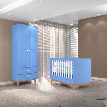 Imagem de Quarto Infantil Duplo 100% MDF Tuboarte Guarda-Roupas Kevin e Berço Lucca