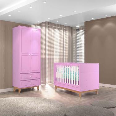 Imagem de Quarto Infantil Duplo 100% MDF Tuboarte Guarda-Roupas Kevin e Berço Lucca