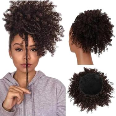 Imagem de Aplique Afro Puff Coque Fibra Orgânica Castanho com Mechas