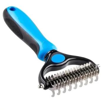 Imagem de Rasqueadeira Para Cães e Gatos 2 em 1 Remove Pelos Mortos e Desembola com Conforto