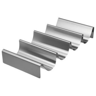 Imagem de Toyvian Suporte para Tacos de Aço Inoxidável, Suporte para Tacos de Metal Com 3 Compartimentos E Design Ondulado, Suporte para Panquecas Prateado para Forno Doméstico, Máquina de Lavar Louça E