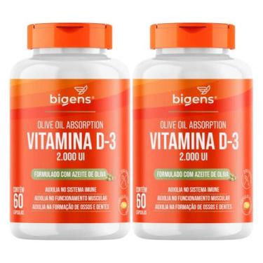 Imagem de 2x Vitamina D3 2000ui Óleo de Oliva Bigens 60 Capsulas, Sem Sabor