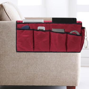 Imagem de Organizador de poltrona, organizador de apoio de braço antiderrapante para sofá, suporte de controle remoto para apoio de braço para sofá, reclinável à prova d'água, com 14 bolsos para controle remoto