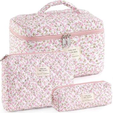 Imagem de Bolsa de maquiagem UUYUUY, conjunto de 3 peças de algodão acolchoado p