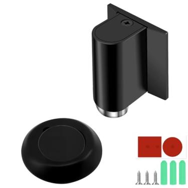 Imagem de Batente de porta magnético, batente de porta silencioso sem perfuração, trava magnética de liga de zinco, suporte magnético invisível para manter a porta aberta, fácil instalação com almofadas ou