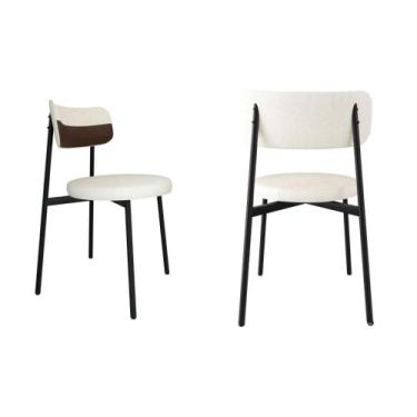 Imagem de Conjunto 2 Cadeiras de Jantar Kyta Tecido Mesclado Est.Preta - Metalig