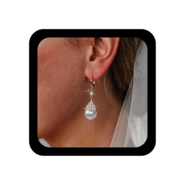 Imagem de TseanYi Brincos pendentes de pérola roxa vintage cristal pérola brincos de argola violeta brincos de gota de contas de casamento brincos de noiva brinco de brinquedo para mulheres, Zinco, Sem pedra