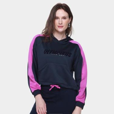 Imagem de Moletom Olympikus Cropped Capuz Feminino, Marinho, GG