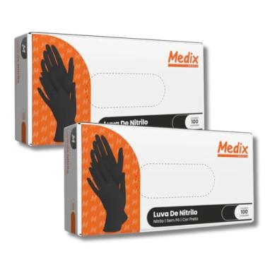 Imagem de Kit 200 Luva Nitrílica Preta M | Descartável Premium Sem Pó Antiderrapante | Alta Resistência Jardinagem, Estética, Gastronomia, Tatuagem e Limpeza