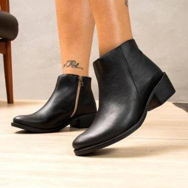 Imagem de Bota Feminina Cano Curto Salto Baixo Zíper Confortável Leve Macia Antiderrapante-Feminino