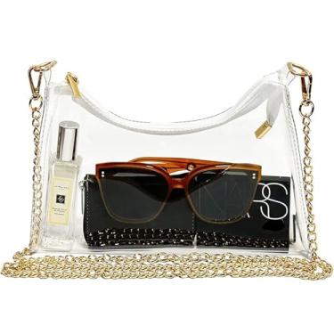 Imagem de ElegGlo Bolsa transparente para mulheres, aprovada em estádios, bolsa transversal transparente com fecho de zíper bolsa transparente para esportes de concerto