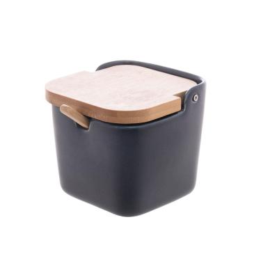 Imagem de Saleiro Cerâmica Colher E Tampa De Bambu 10,5Cm De Servir