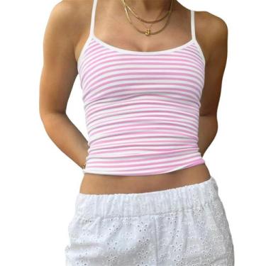 Imagem de Camiseta regata Crop Cami Cioatin feminina listrada do ano 2000 com al