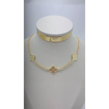 Imagem de Colar Riviera com Trevo 45cm - Banhado a Ouro 18k - Bijuteria Fina - 0