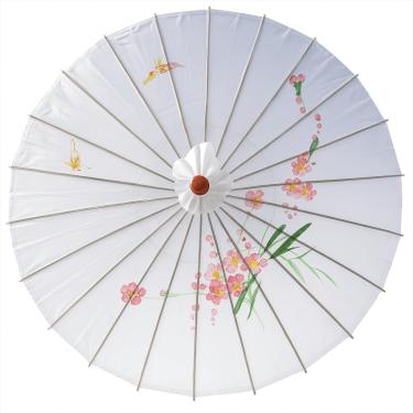 Imagem de JapanBargain Guarda-chuva de nylon japonês chinês 2166, guarda-sol asiático para fotografia, fantasias de cosplay, festa de casamento, decoração de casa, tamanho adulto, 81 cm, branco