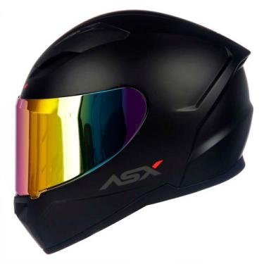 Imagem de Capacete Fechado ASX City Solid Preto Fosco com Viseira Colorida Rainb