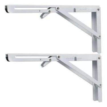 Imagem de Kit 2 Suportes Mão Francesa Dobrável Retrátil Reforçada 39x13cm