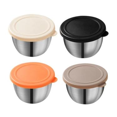 Imagem de HOIRIX Recipientes para molho de salada com tampas, copo de molho de salada de aço inoxidável para lancheiras, recipientes de molho de viagem (4 cores, 9 x 6 cm)