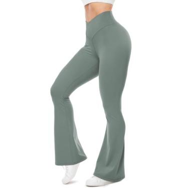 Imagem de Leggings UEU Flare V Crossover, cintura alta, calças de ioga femininas